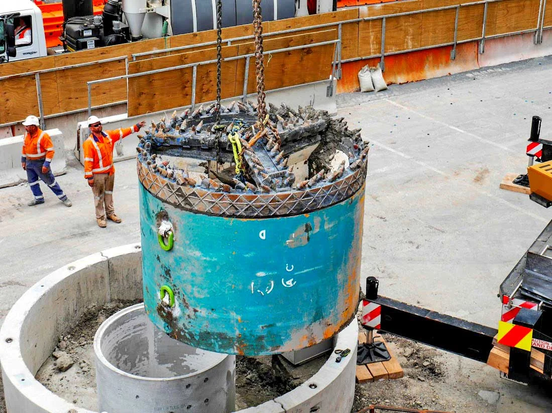 The 2m-wide tunnel boring machine, named Valerie in honour of the strength of Olympian Valerie Adams, simultaneously excavated and installed a new stormwater pipe under Albert Street.