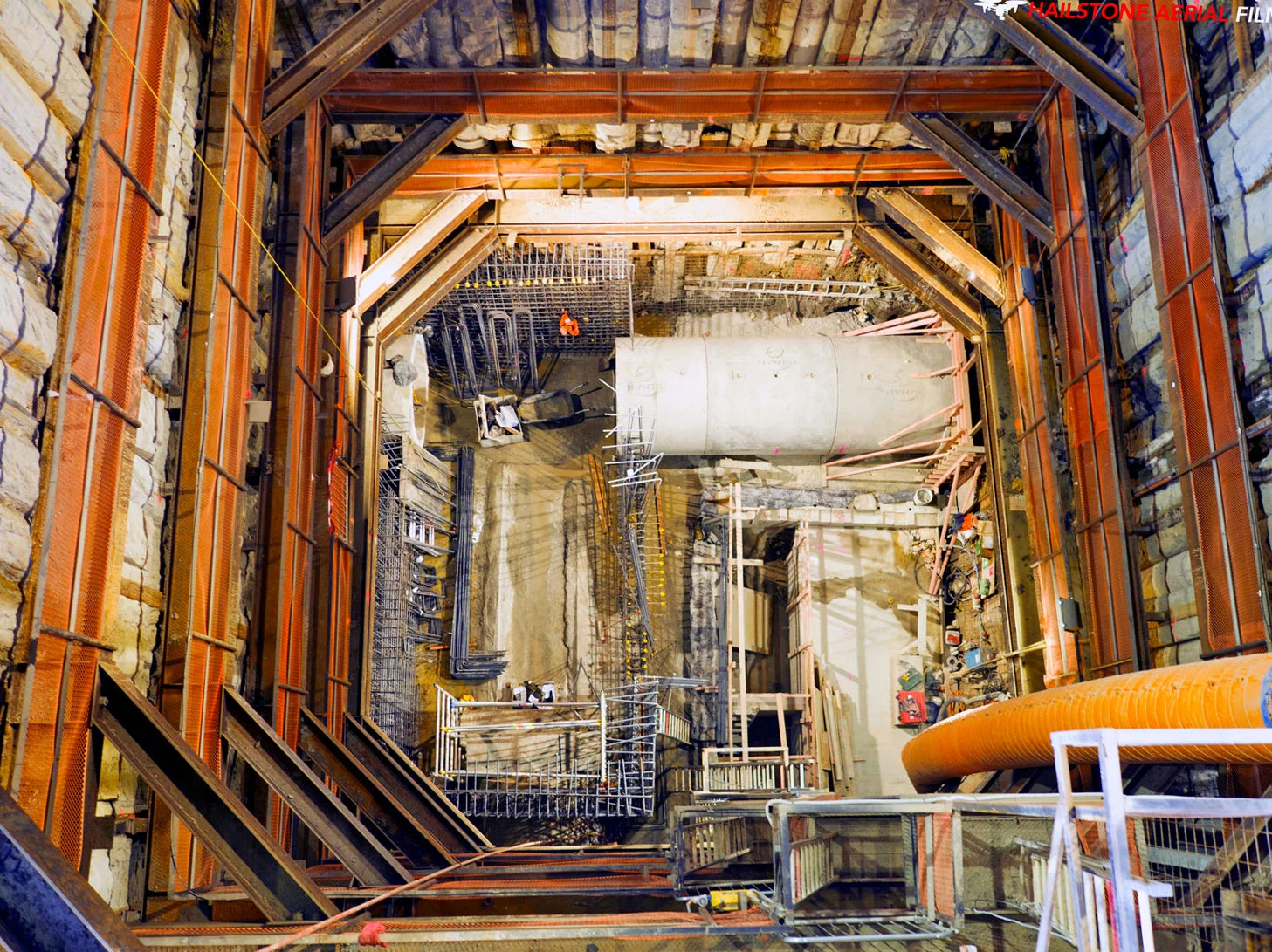 Drone photo of the CRL shaft construction