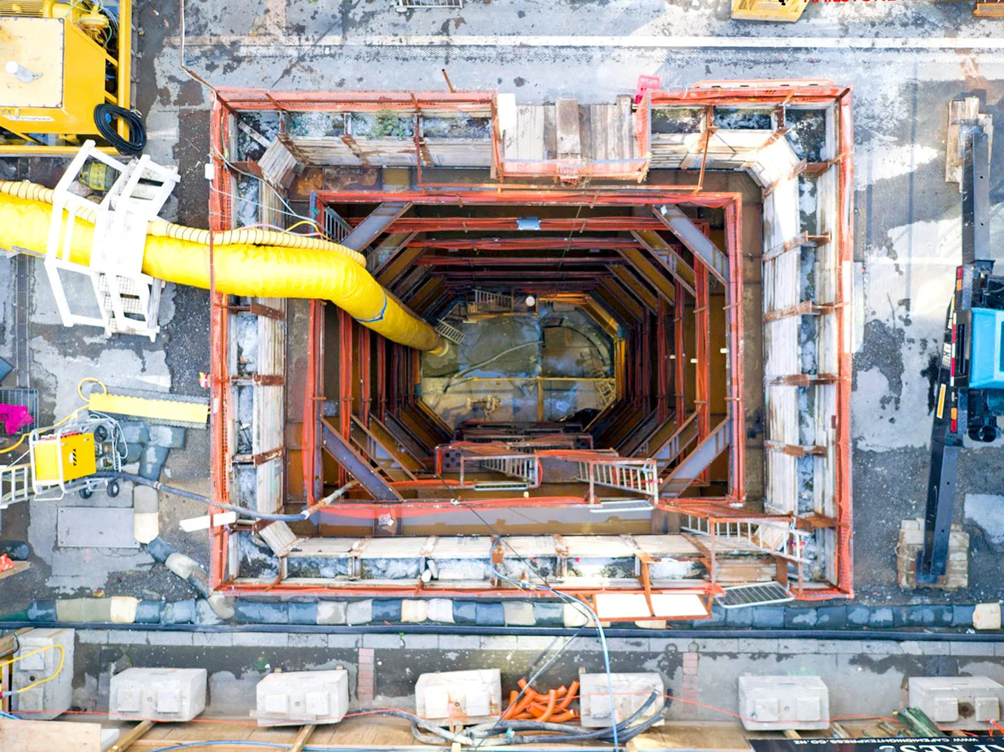 Drone photo of the CRL shaft construction