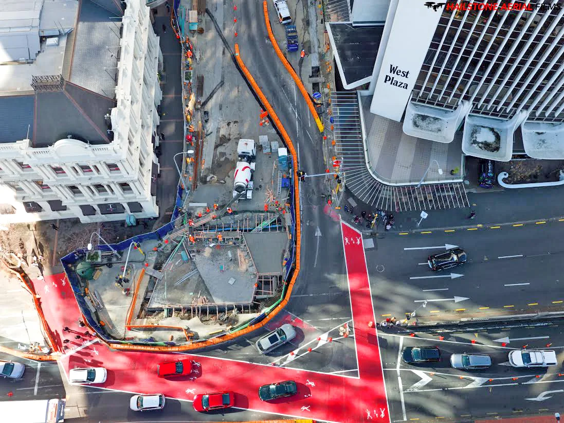 Drone photo of the CRL Albert Street construction