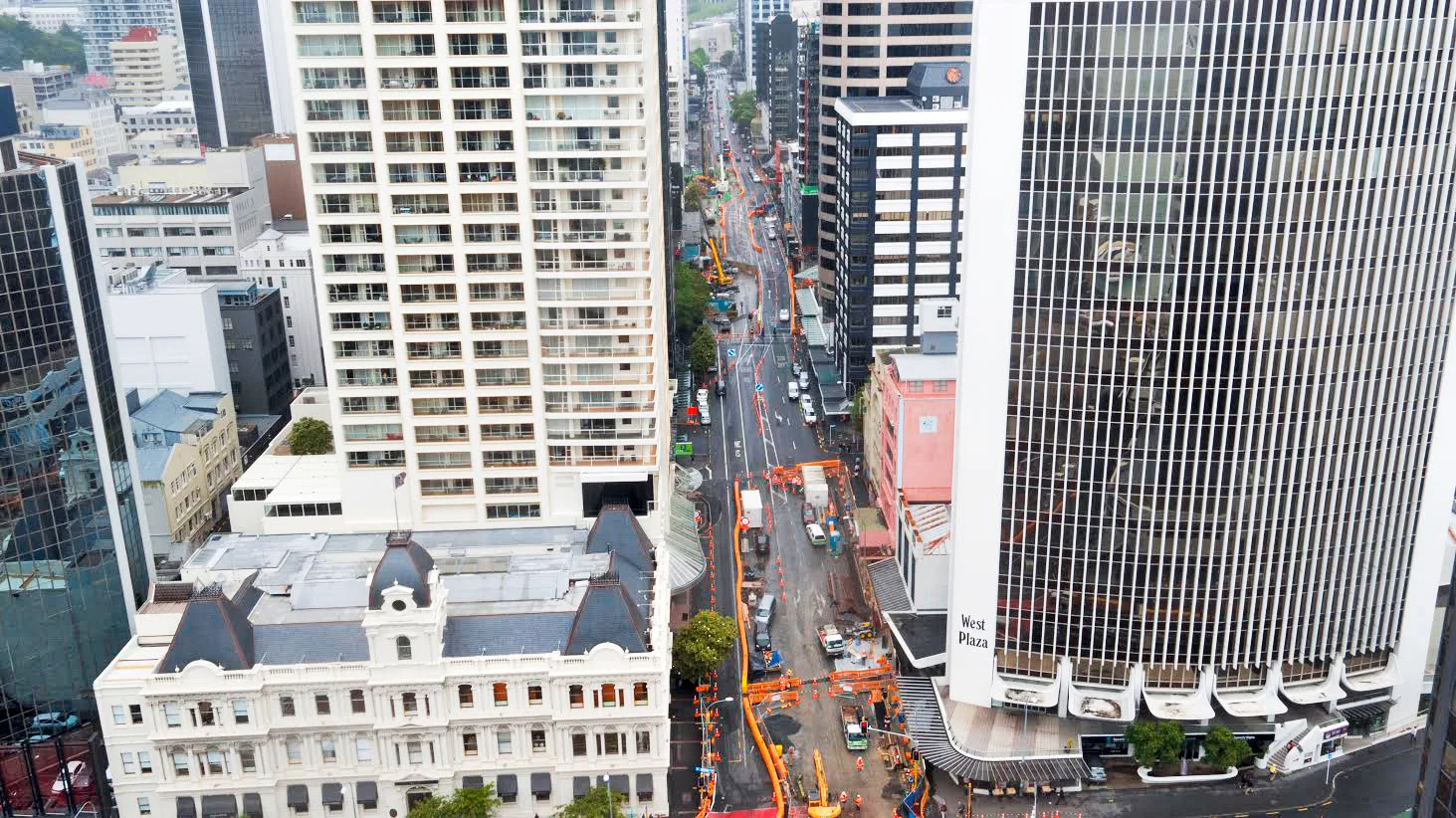 Drone photo of the CRL Albert Street construction