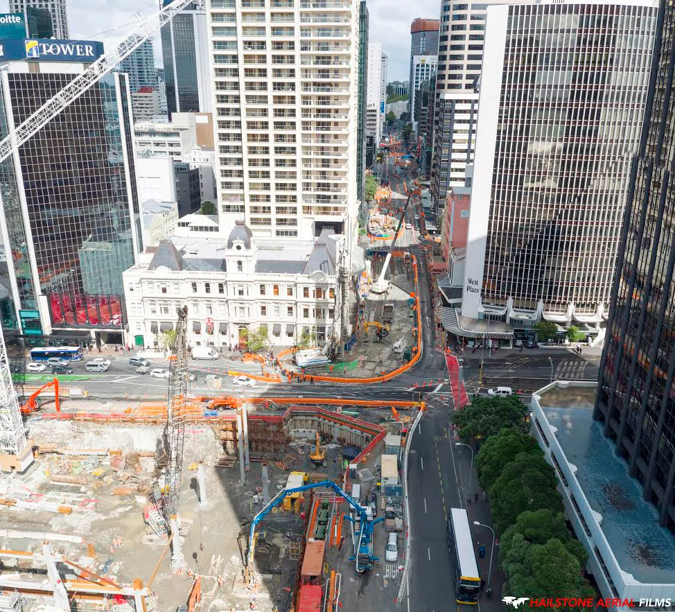 Drone photo of the CRL Albert Street construction