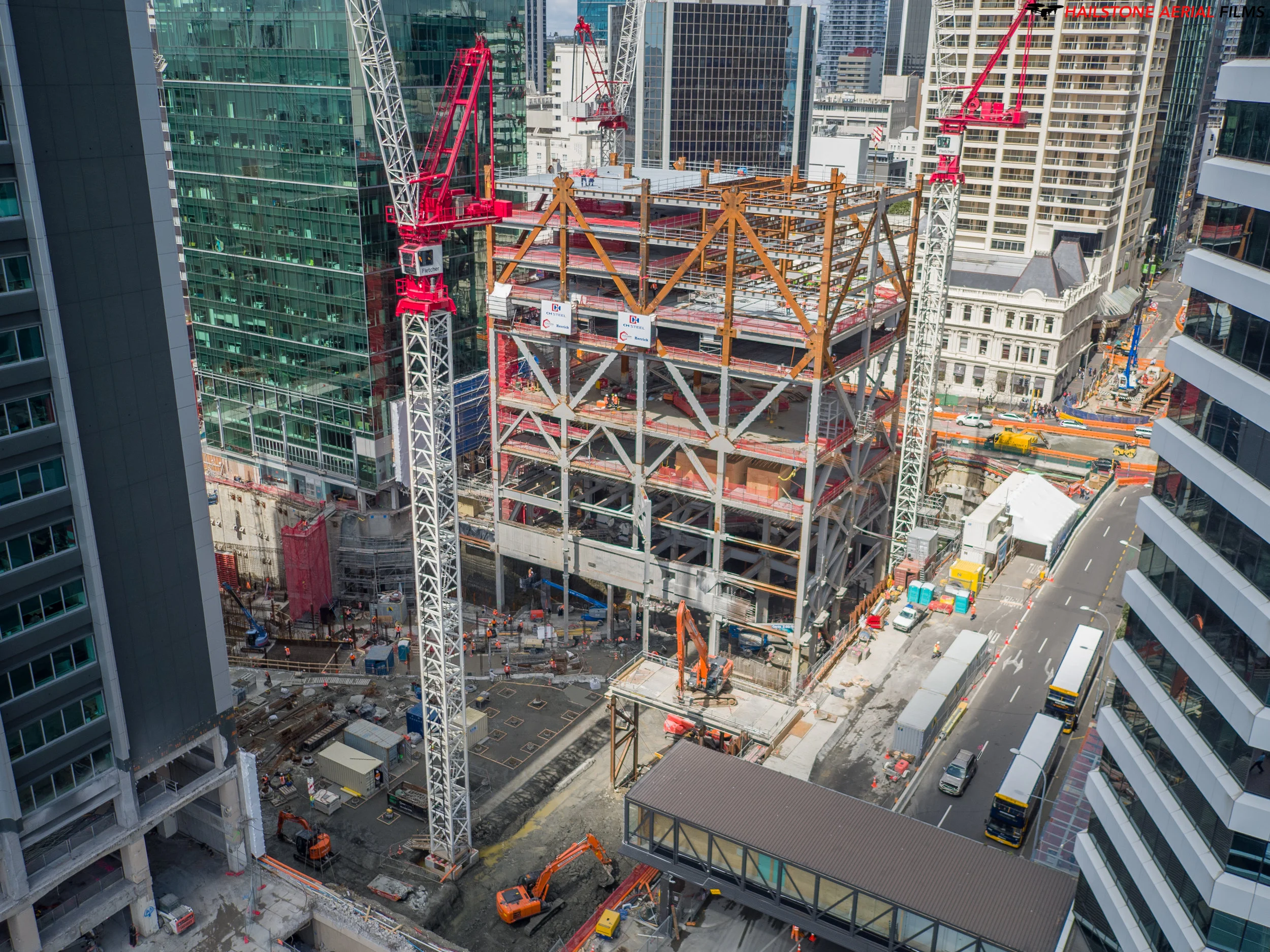 Drone photo of the CRL Albert Street construction
