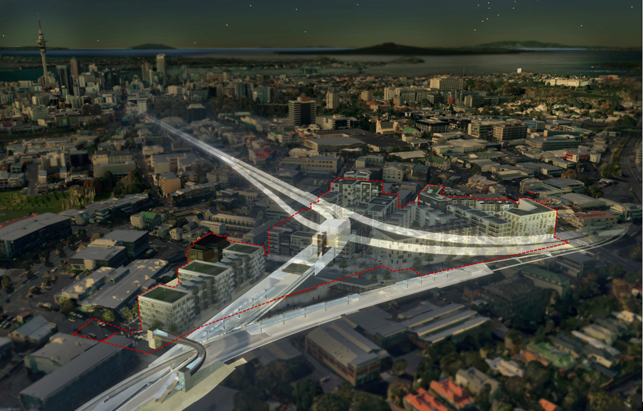 Mt Eden indicative tunnel/track alignment