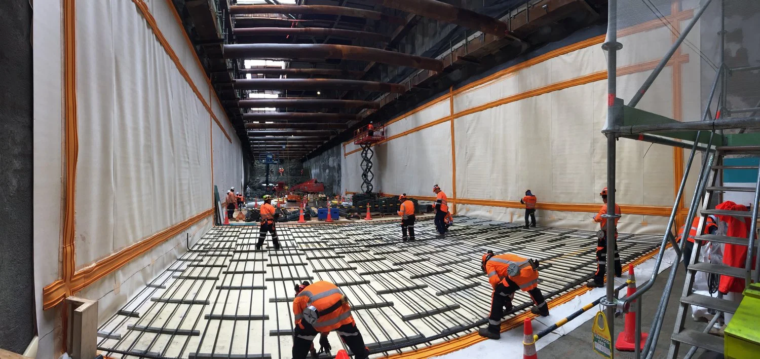 First 12 metres of waterproofing is completed in the Albert Street tunnel box