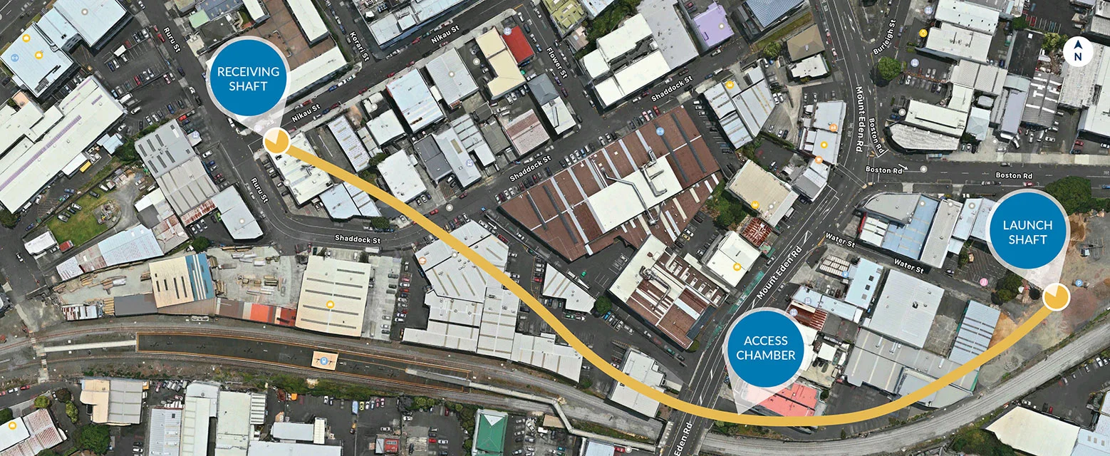 Map showing location Mt Eden stormwater works