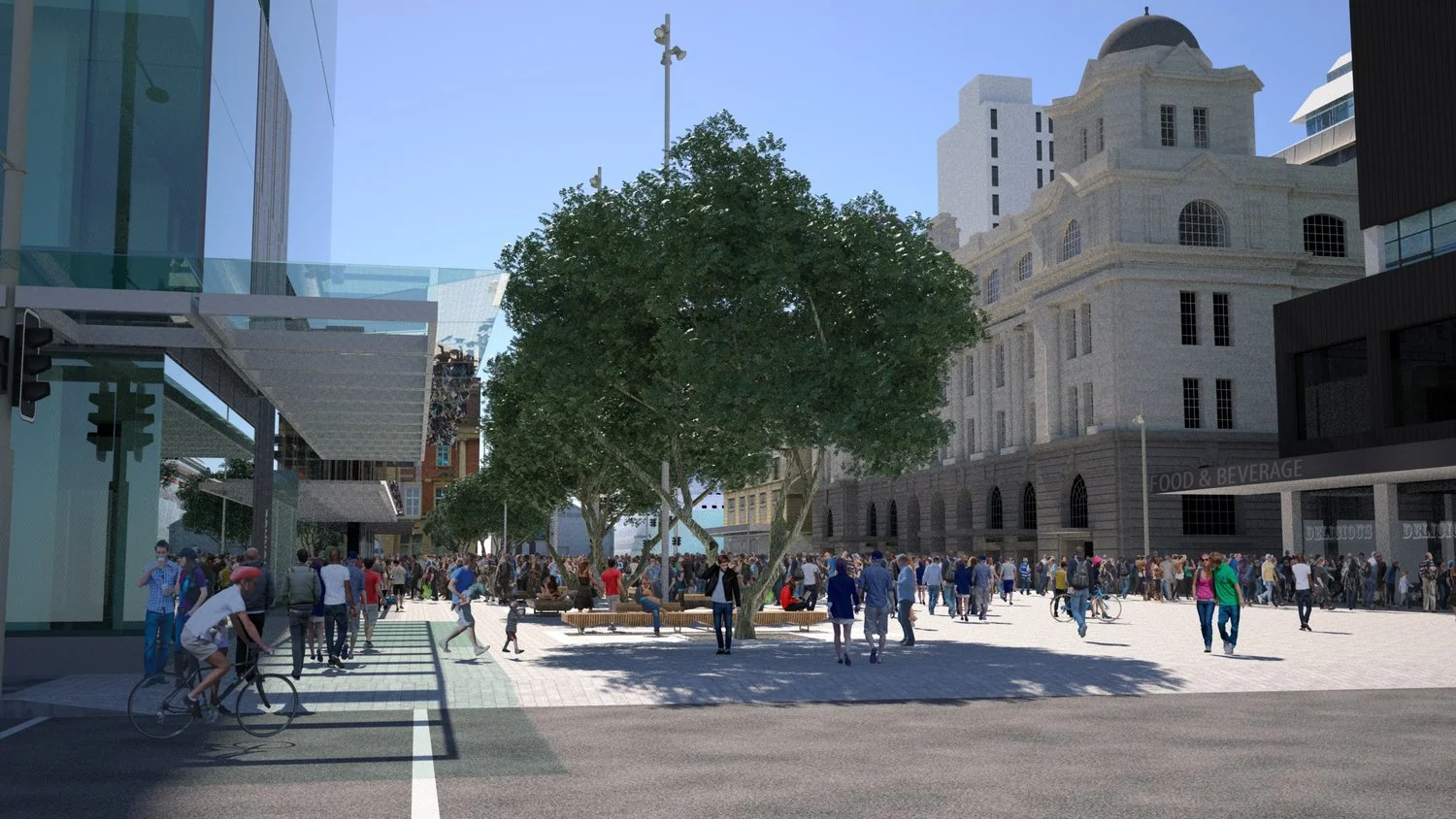 Render of proposed new Lower Queen Street South view public space post CRL