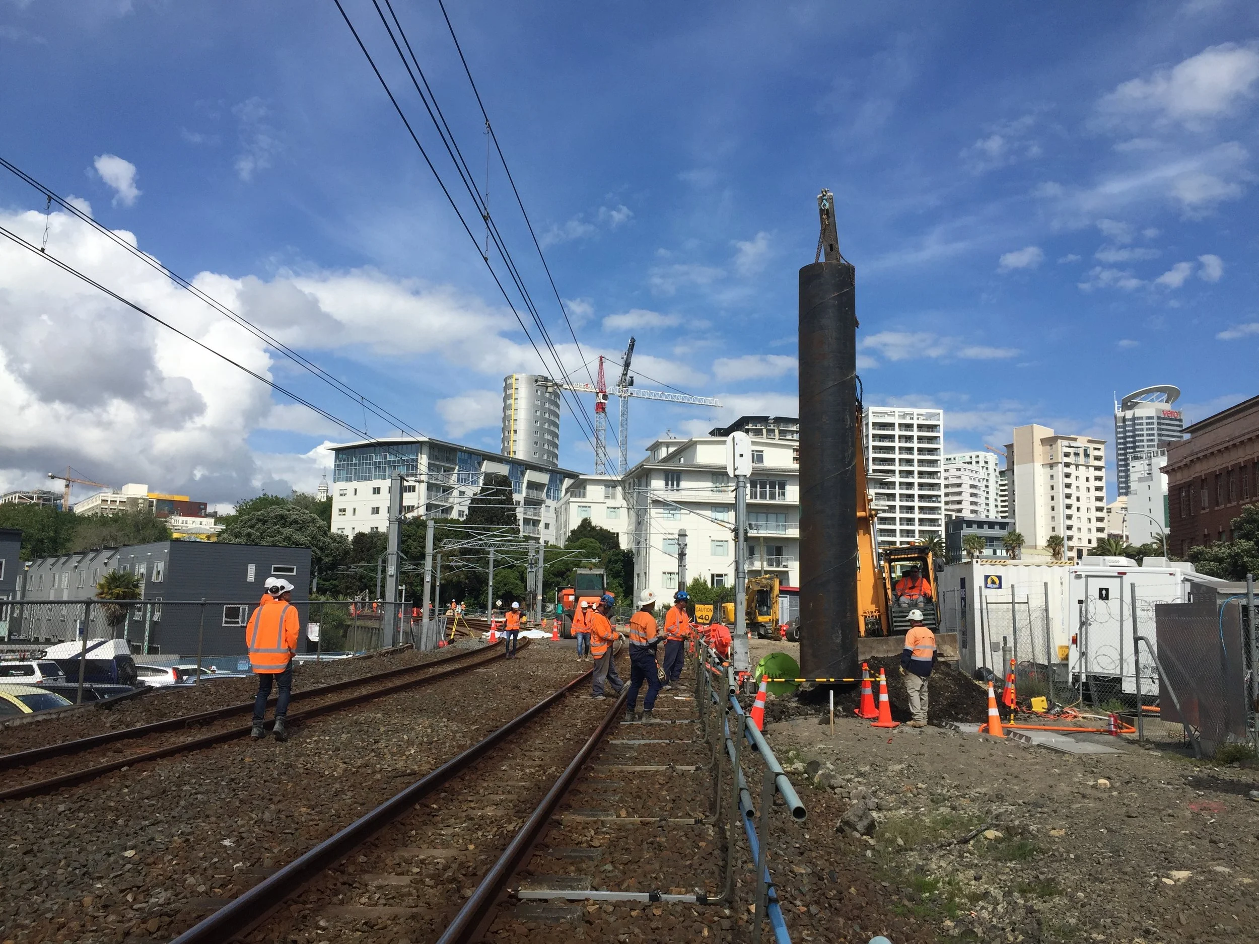  Installation of pile casing  Kiwirail Strand improvements November 2018 