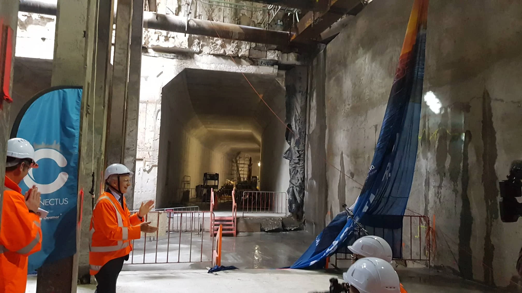 Ceremony marking the breakthrough to the Commercial Bay development site from the Albert Street trench tunnels. 6 December 2018