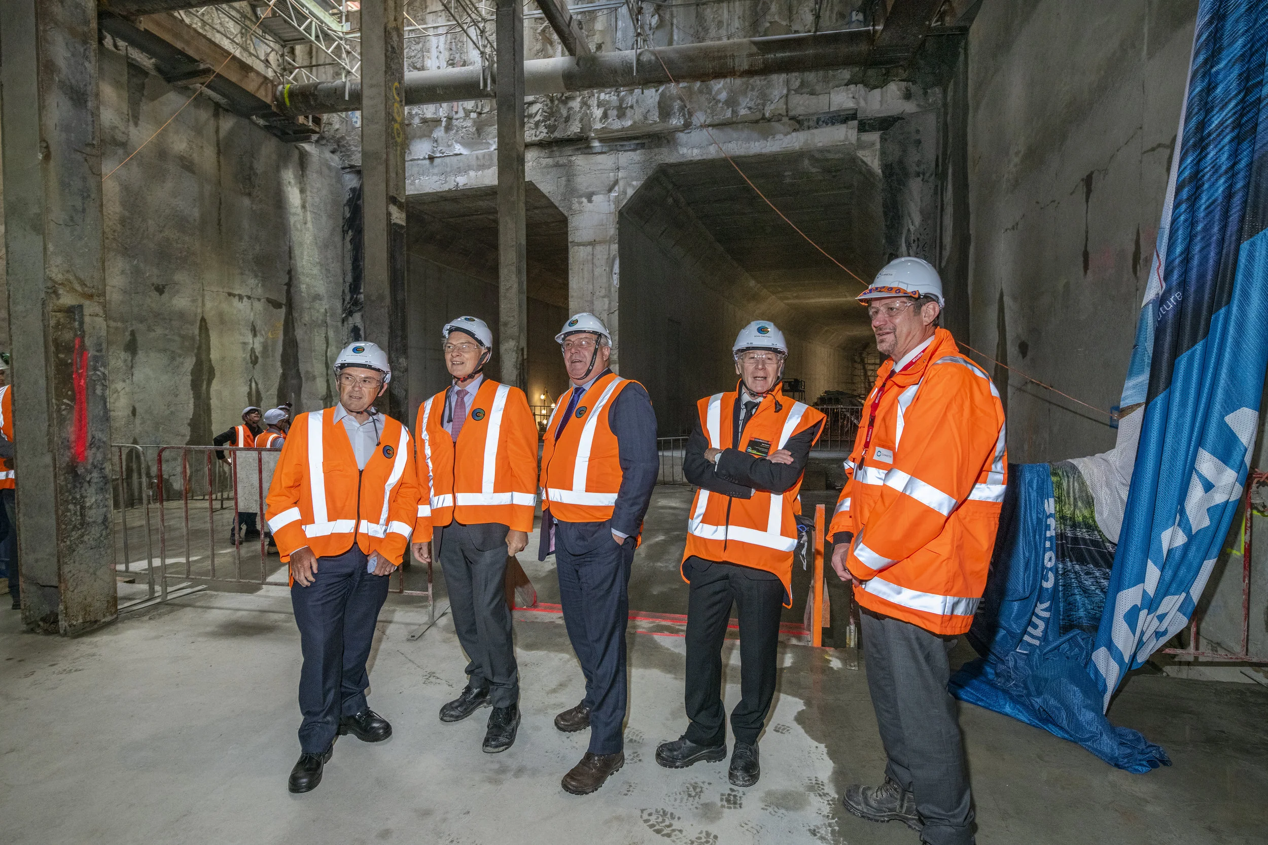 EVENT: From left - City Rail Link Chair Sir Brian Roche, Auckland Mayor Phil Goff, Deputy Auckland Mayor Bill Cashmore, CRL CEO Dr Sweeney and Executive General Manager Infrastructure Projects Downer New Zealand John Burden