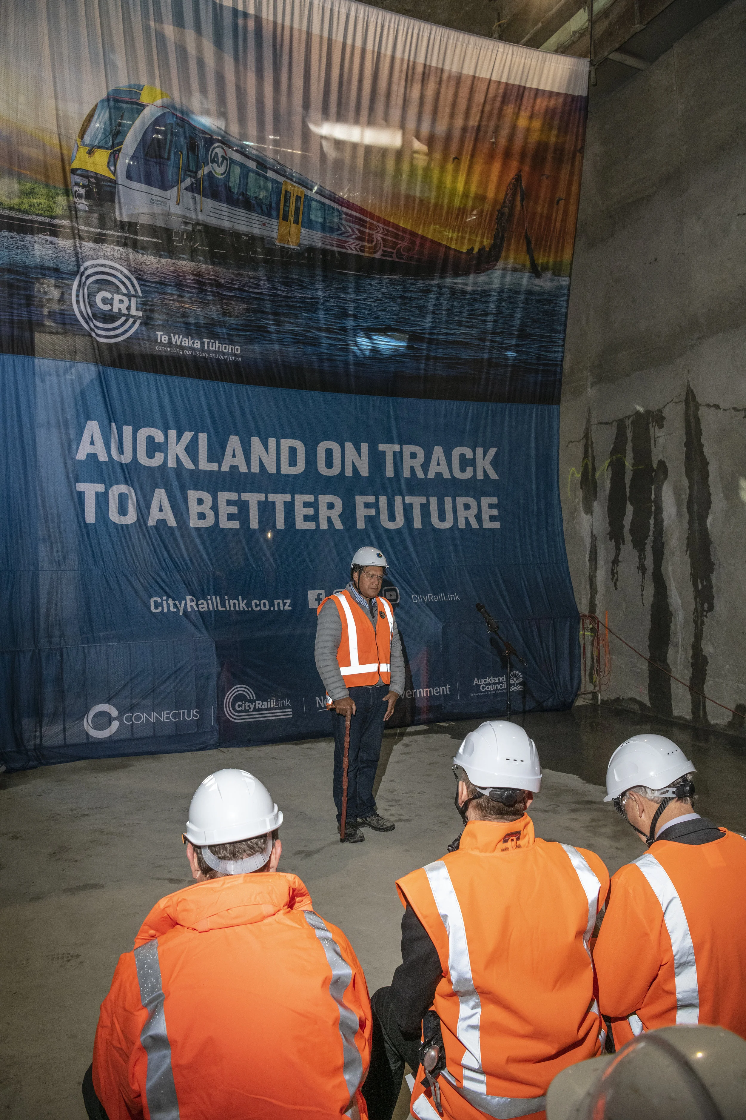 The major #crl #cityraillink milestone breakthrough to the Commercial Bay development site from the Albert Street trench tunnels – in downtown Auckland. 5 December 2018.