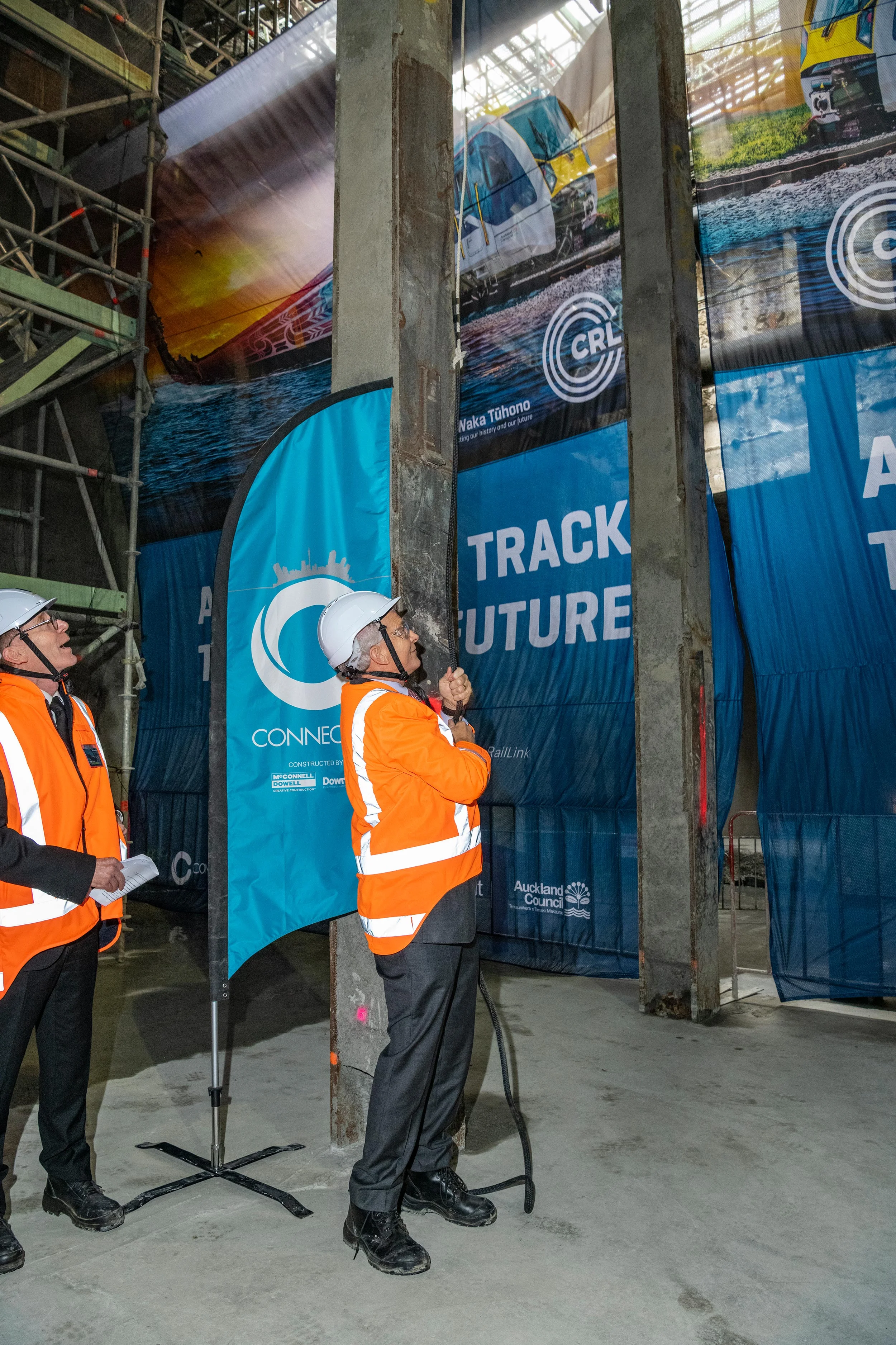 The CRL milestone breakthrough to the Commercial Bay development site from the Albert Street trench tunnels – in downtown Auckland. 5 December 2018.