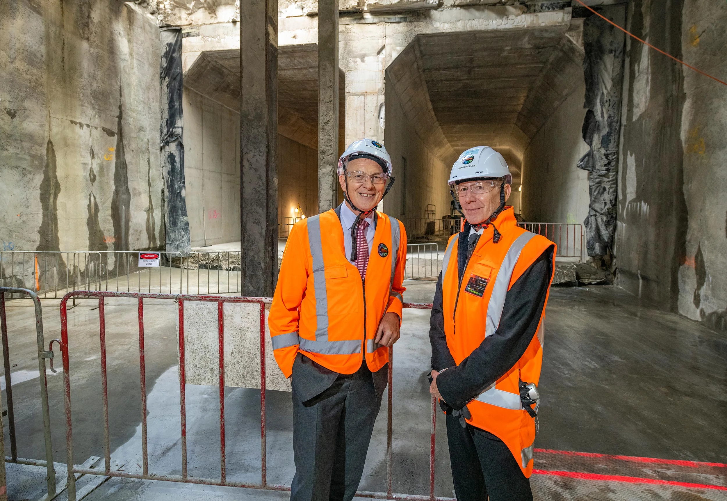 The CRL milestone breakthrough to the Commercial Bay development site from the Albert Street trench tunnels – in downtown Auckland. 5 December 2018. Auckland Mayor Phil Goff and CRL CEO Sean Sweeney.