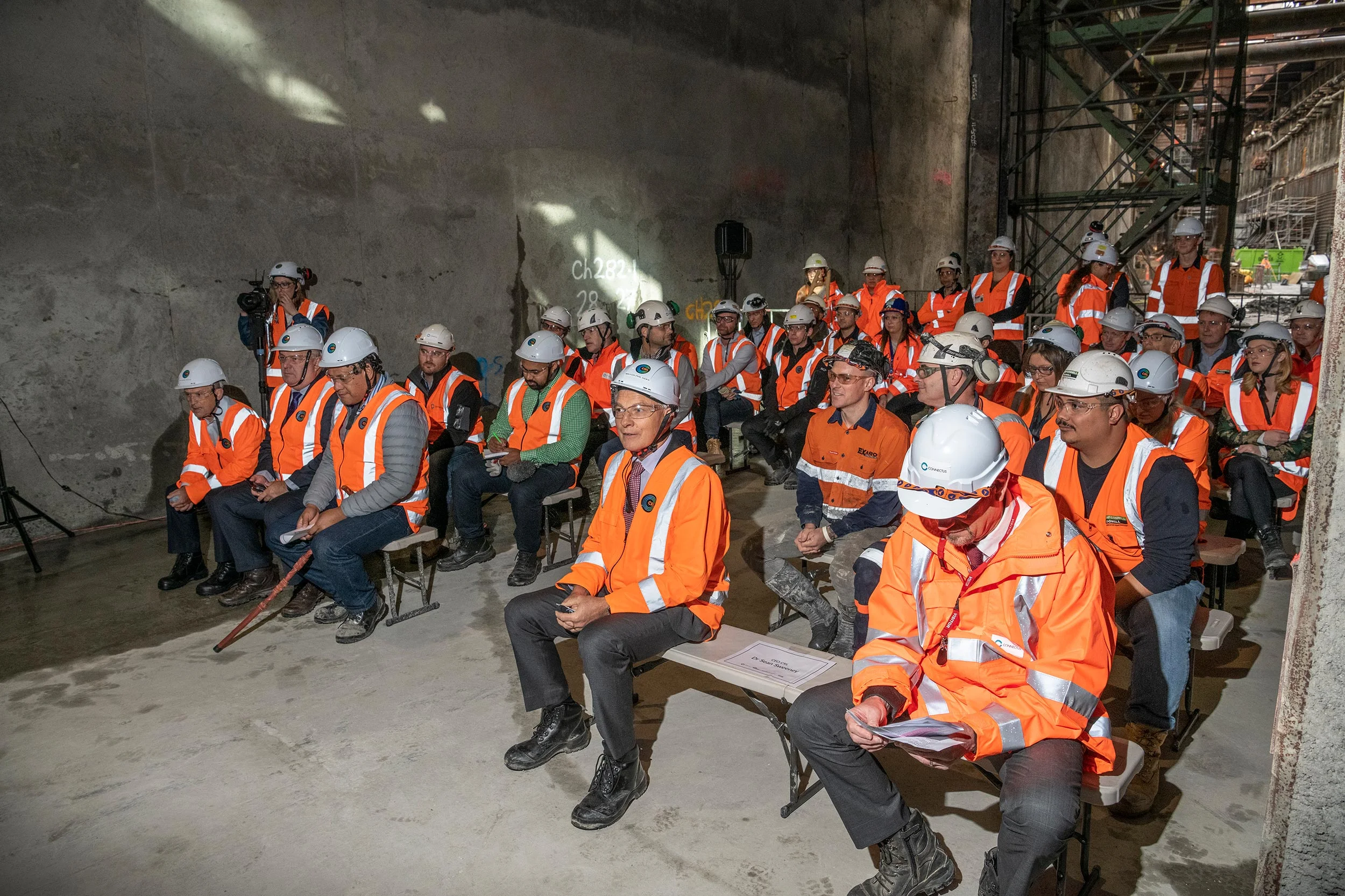 The CRL milestone breakthrough to the Commercial Bay development site from the Albert Street trench tunnels – in downtown Auckland. 5 December 2018.