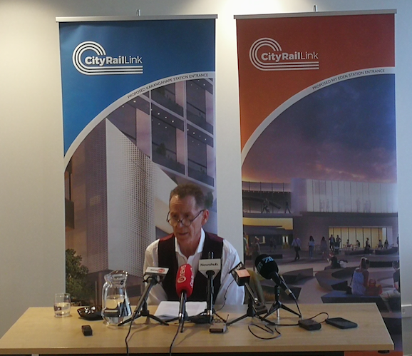 Dr Sweeney at the media conference, April 2019