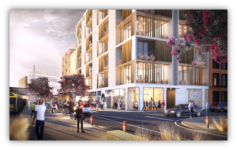 NORTH-WEST: Looking north-west from Ruru Street extension to Mount Eden station