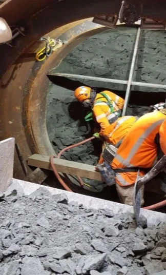 Mining for the pipe connection at Nikau Street June 2019