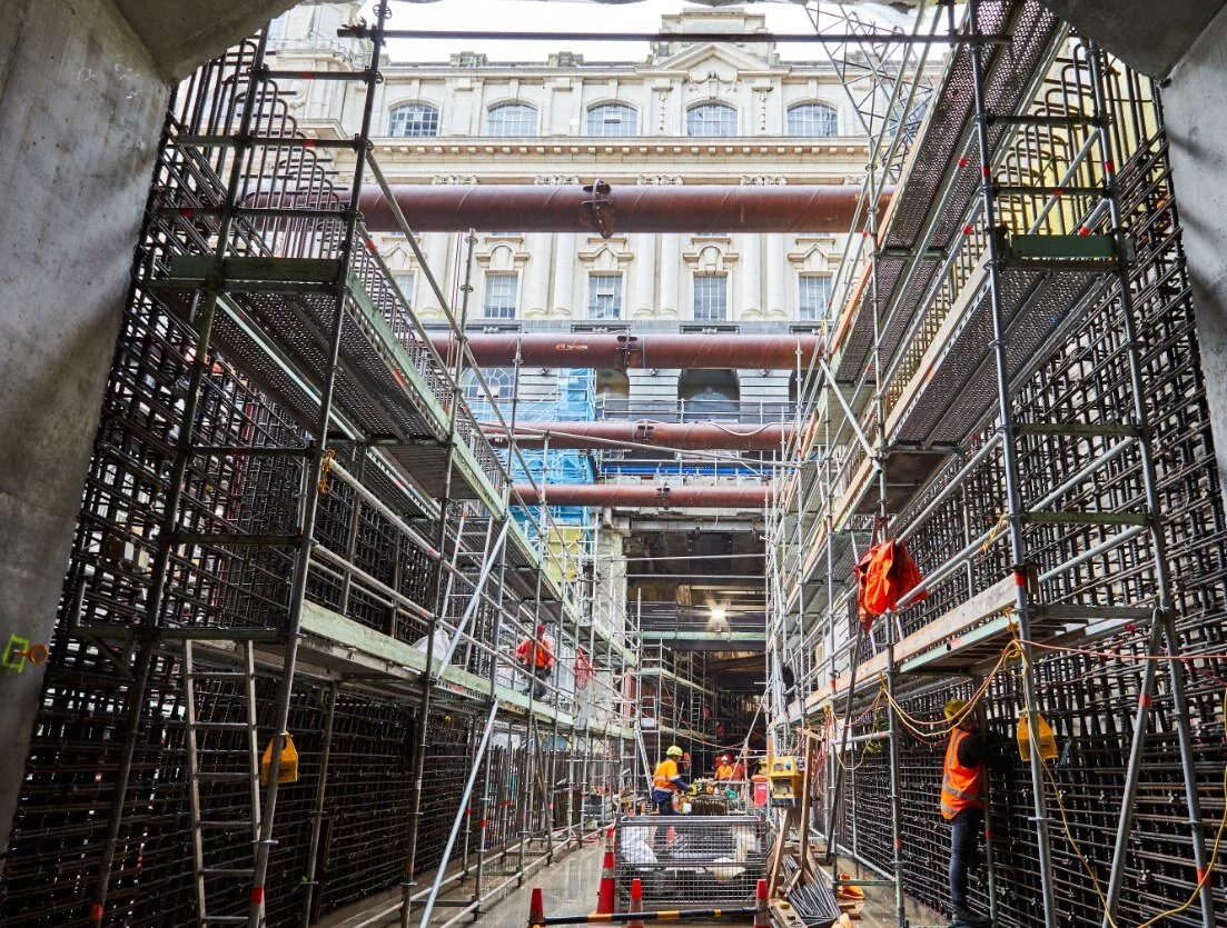 Earlier picture of tunnel construction in front of the Chief Post Office