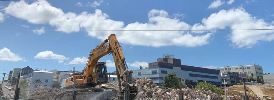  Demolition at Mt Eden alongside the station platform Jan 2020 