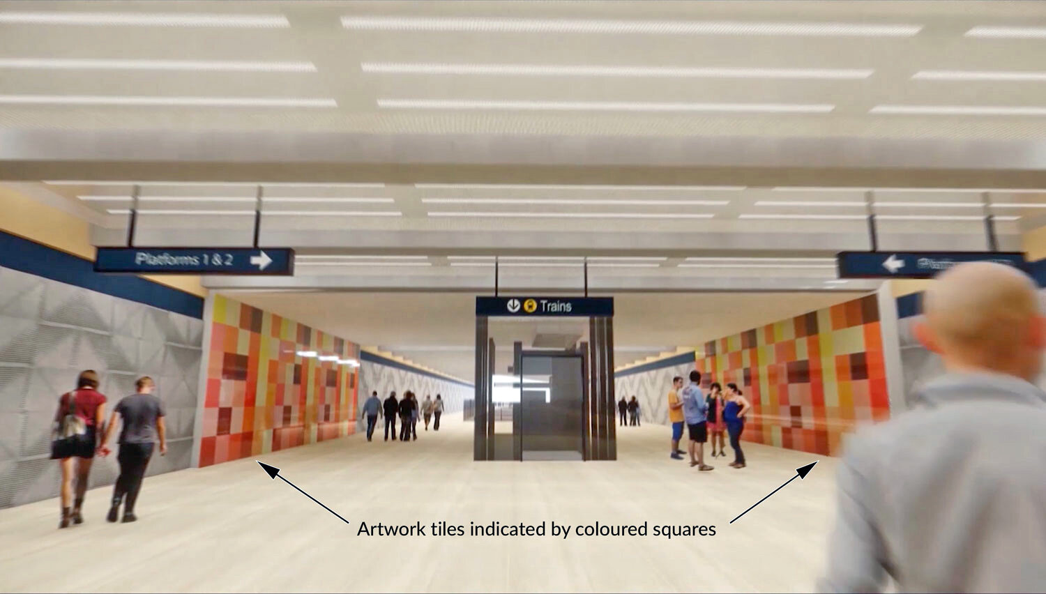  The art tiles will go on the walls of the Aotea Station 