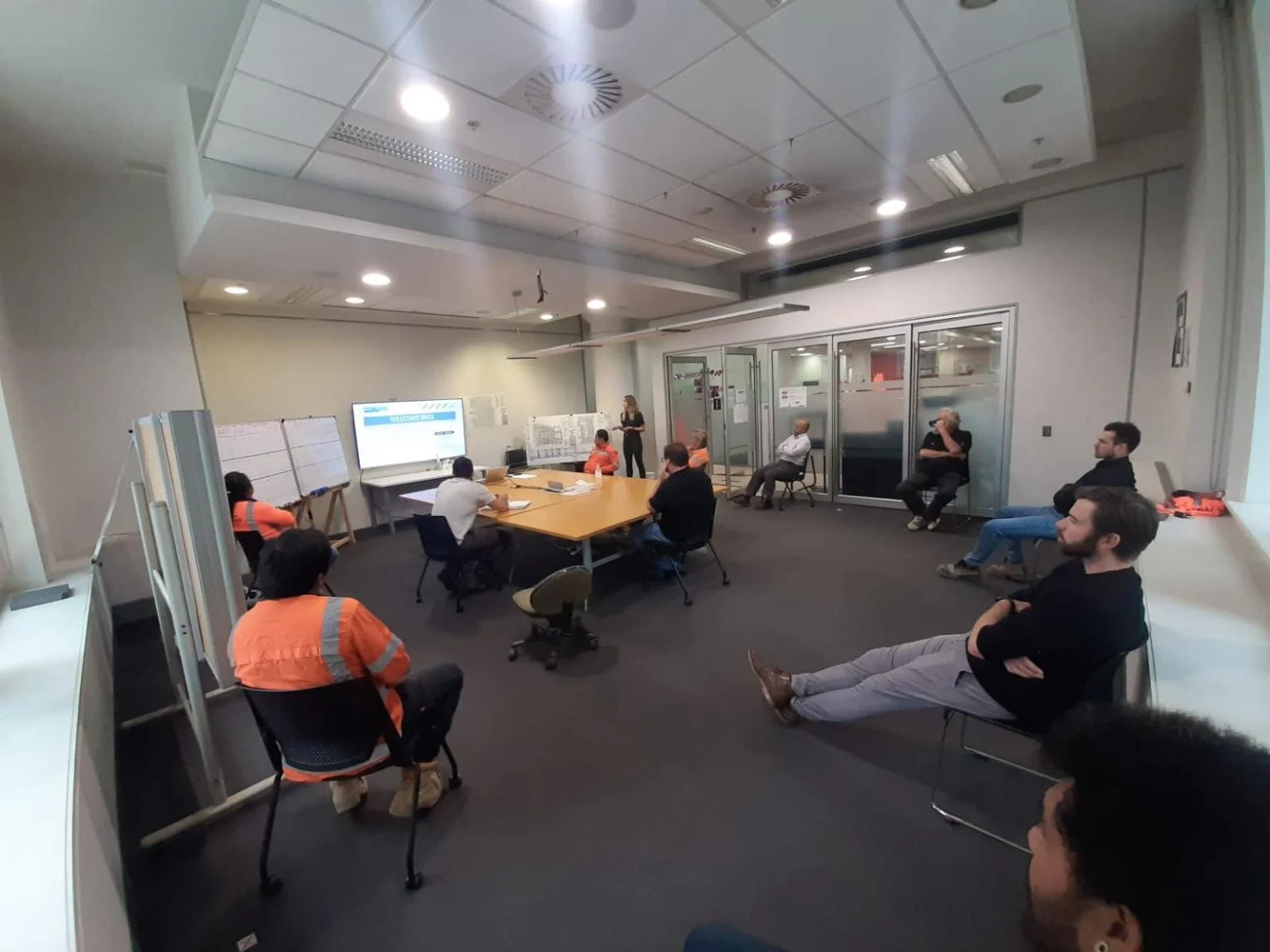  Social distancing at a CPO briefing for Downer  