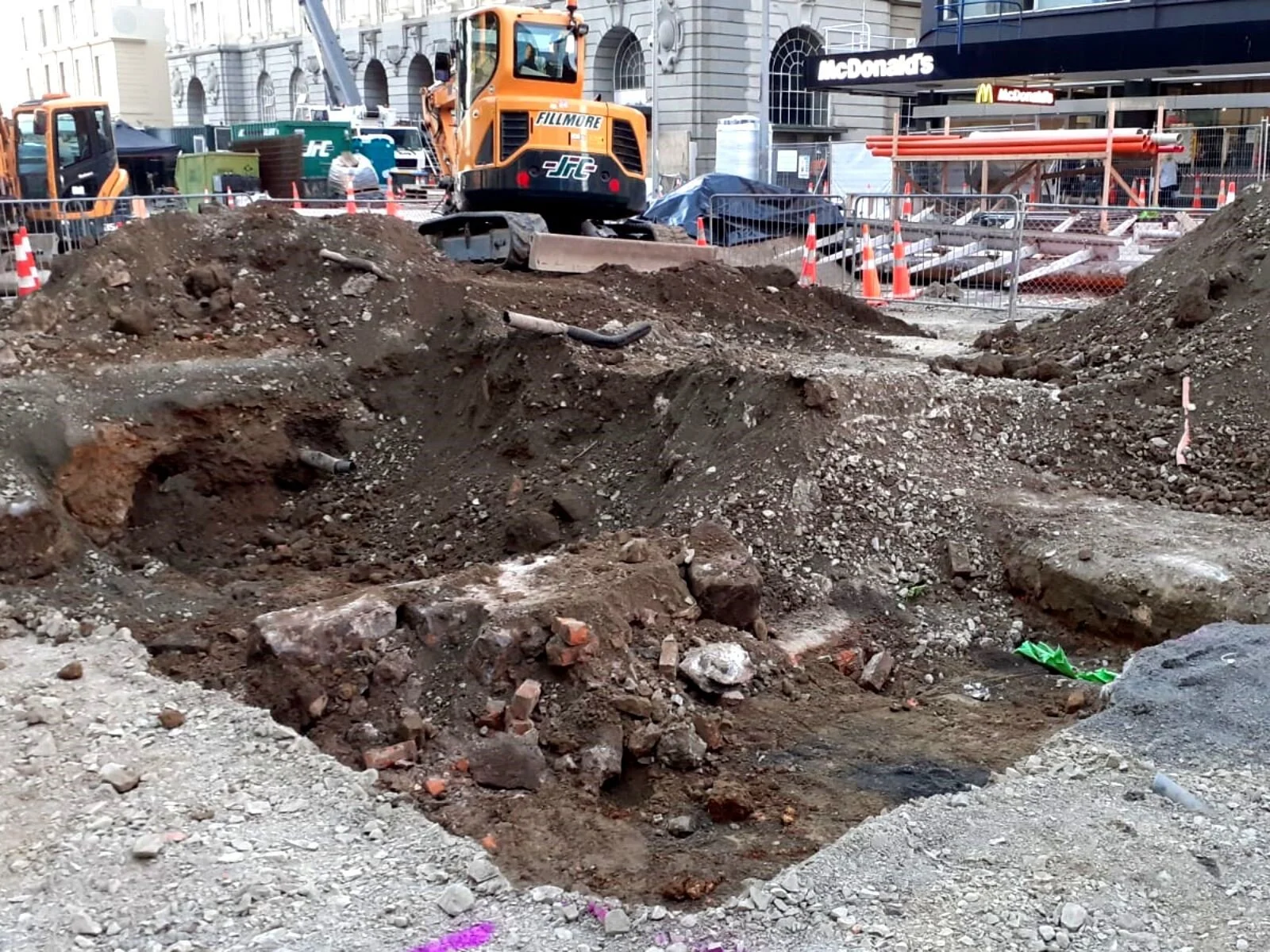  The old Customs Street sea wall has been uncovered in Lower Queen St 