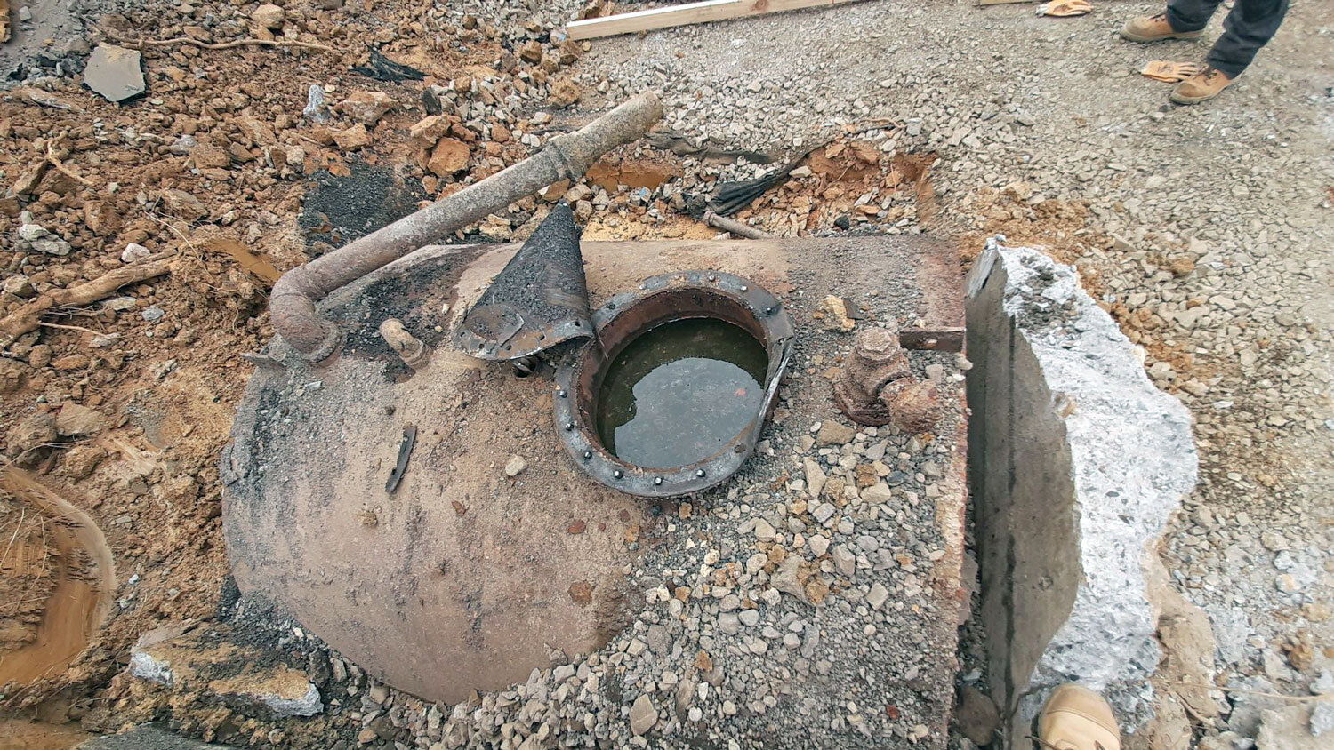 The old boiler was found with contaminated materials inside
