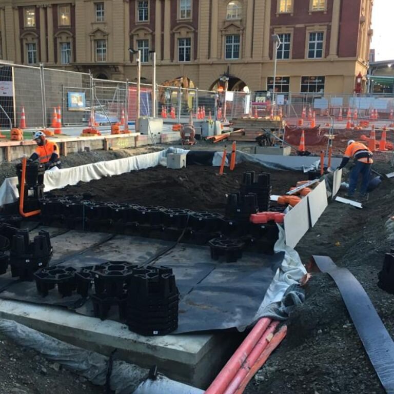  The back fill of the first rain garden in Lower Queen Street close to Quay Street is almost complete 