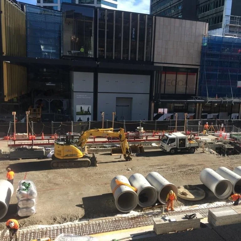  Stormwater drainage pipes in Lower Queen St ready for installation.  