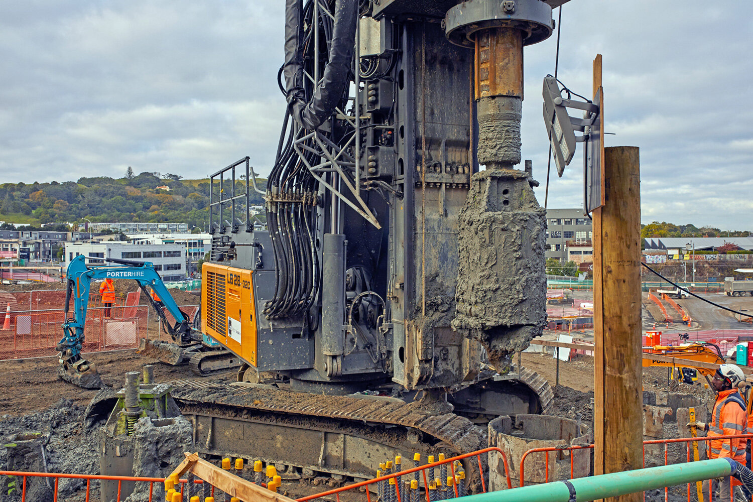 Mt Eden Station works include piling to created deep structures underground.