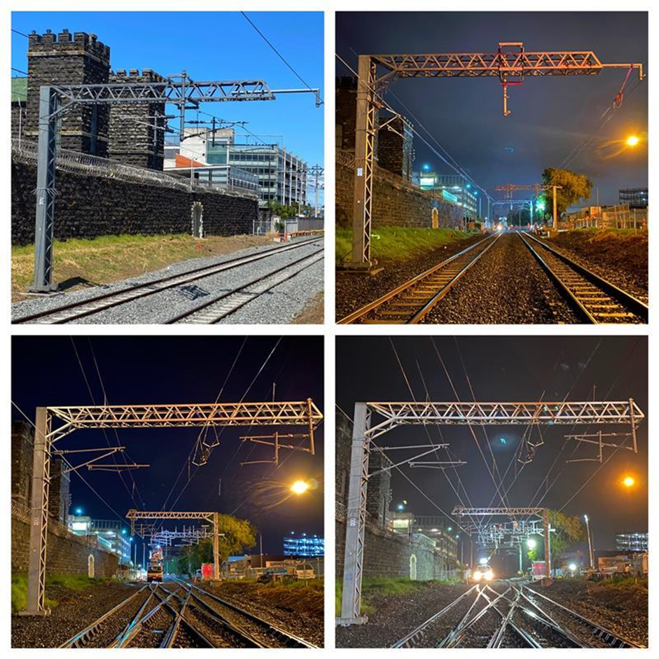 Before and after KiwiRail works to create a scissor cross in the rail network near Mt Eden