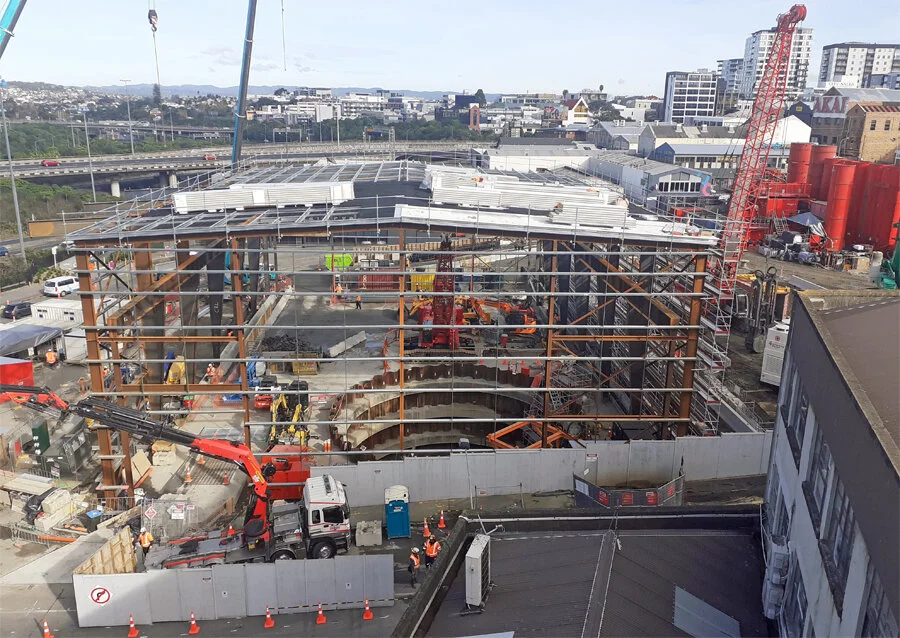 The enclosure's frame had mostly been completed by late July