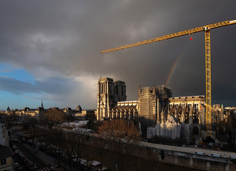 The crane will be the same one used to help restore Notre Dame in Paris.  