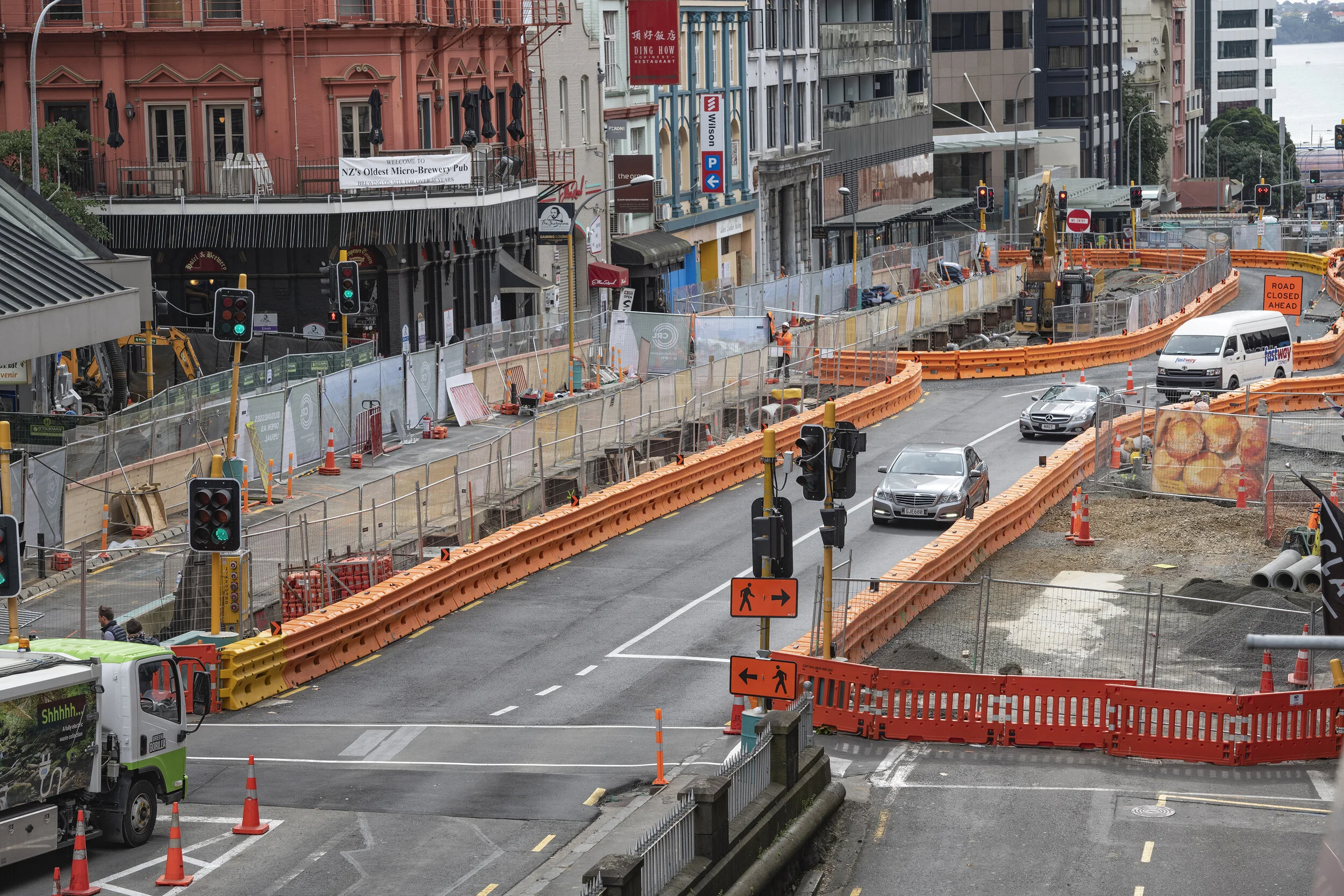 The works including cutting rail tunnels straight into the road. 