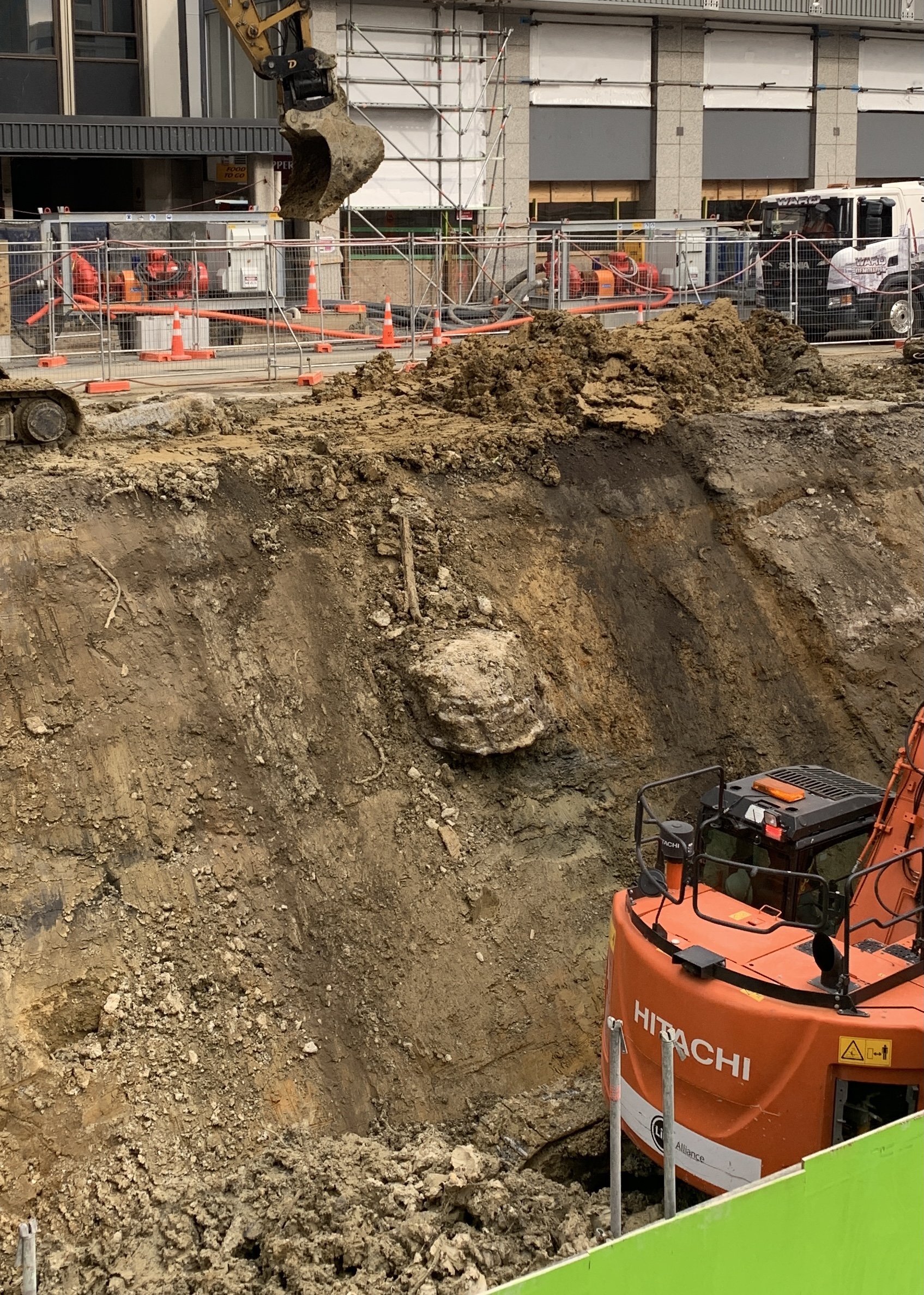 A part of the tower foundations uncovered at CRL’s Aotea site
