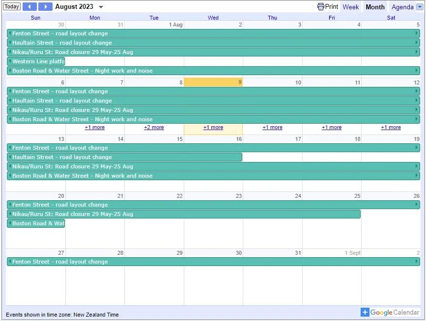 Notifications and Current Works — City Rail Link