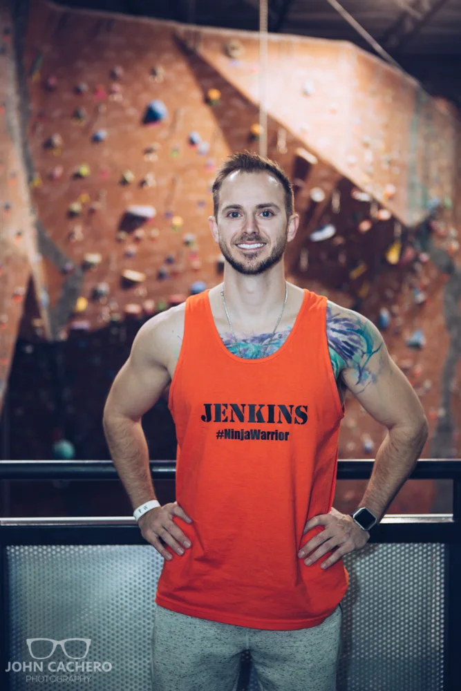 Amateur ninja warrior, Chris Jenkins, on the upper-deck of AZ on the Rocks.