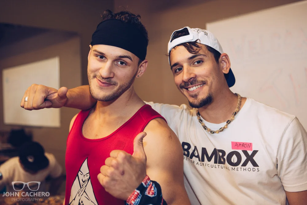 Ninja warrior, Adam Rayl, and his brother, Aaron, hanging out behind the scenes.