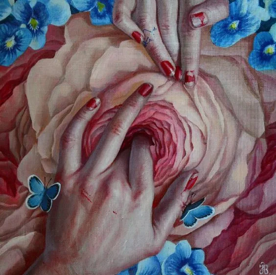 yoni art rose flower painting