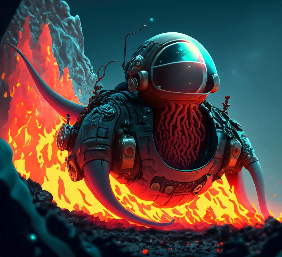  Spaceship Squid Volcano  generated with Adobe Firefly 