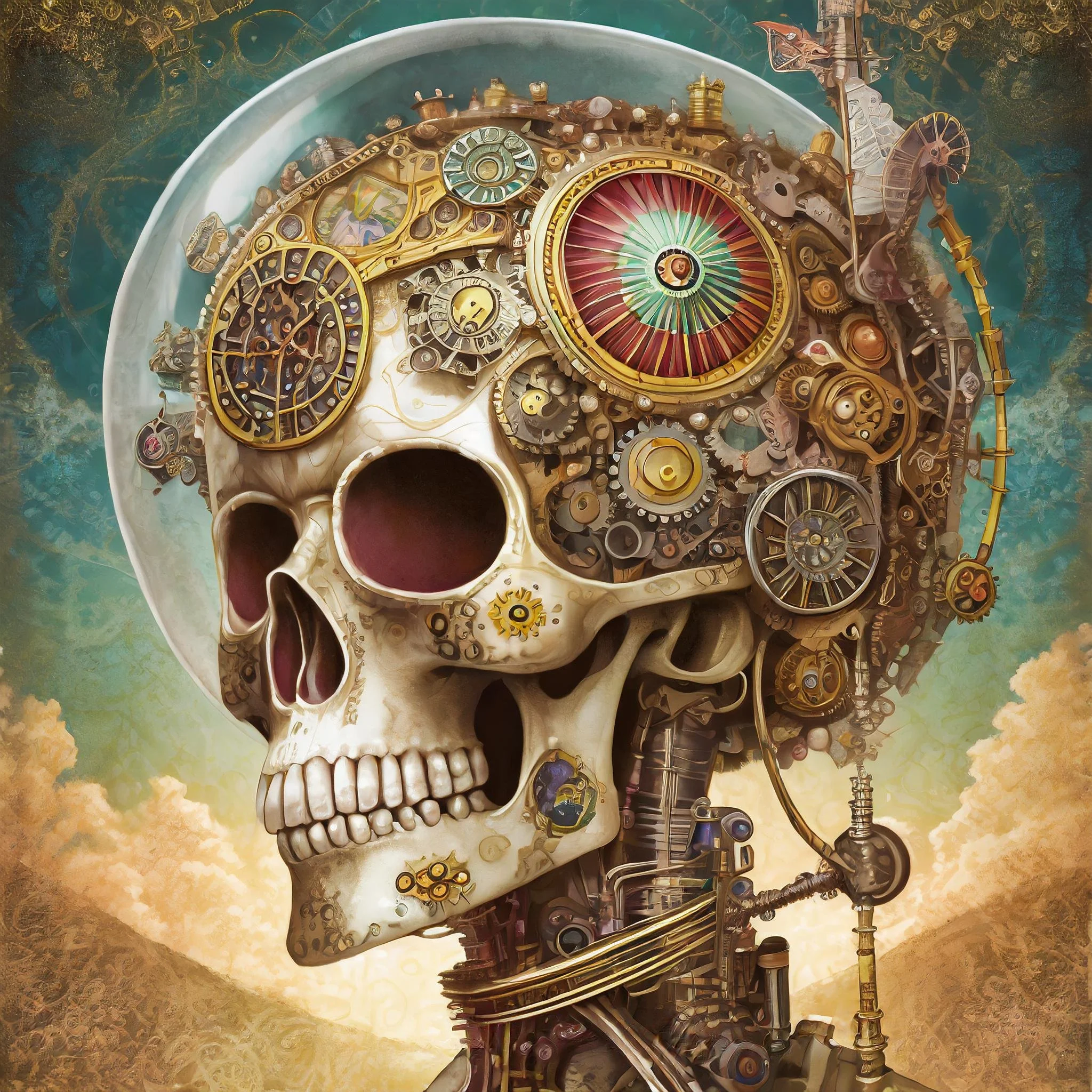  Skull Brain Dynamic Steampunk  generated with Adobe Firefly 