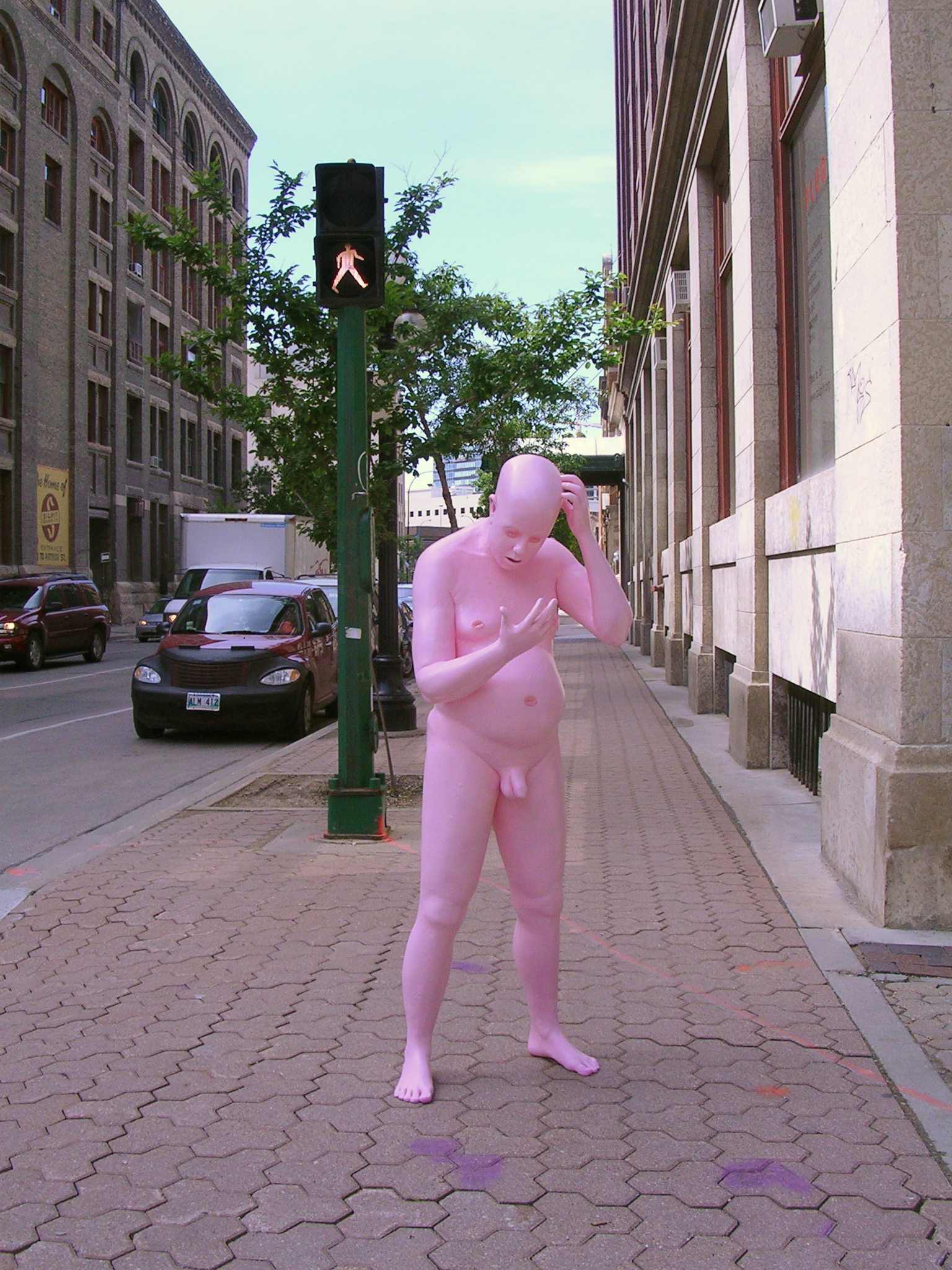   The Insatiable Man ; A full size fiberglass sculpture where most sensory organs were replaced with anuses. &nbsp;His butt evolved into a single buttcheek for maximum penetration. &nbsp; 