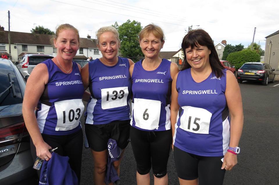 Springwell RC’s Elaine Montgomery, Amanda Scott, Deborah Archibald and Catherine Byers at the Broughshane 5 &amp; 10k