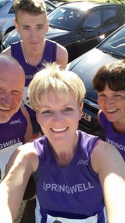 Clockwise from top – Springwell RC’s Dale Corbett, Catherine Byers, Lorraine Abernethy and Kenneth Bacon at the Stanley Reid Memorial 5 Mile Road Race in Cookstown.