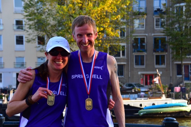 Springwell RC’s America Aznar and Simon Stewart at the Amsterdam Marathon