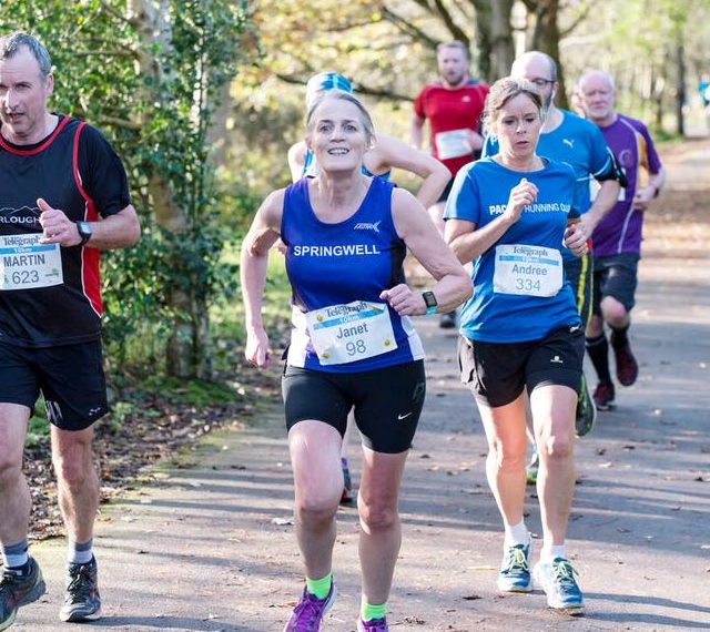 Springwell RC’s Janet Patrick at Born 2 Runs Minnowburn 10k