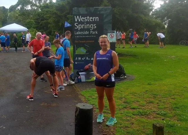 Springwell RC’s Becky Coulter at the Western Spring Parkrun, Auckland, New Zealand