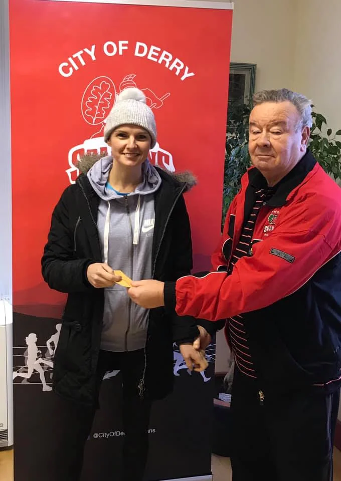 Springwell RC’s Ciara Toner with COD Spartans Charlie Large