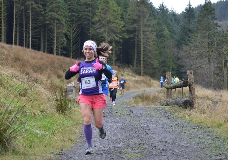 Springwell RC’s Sarah Dickinson at the Race Over the Glens (Photo Ballymena Runners)