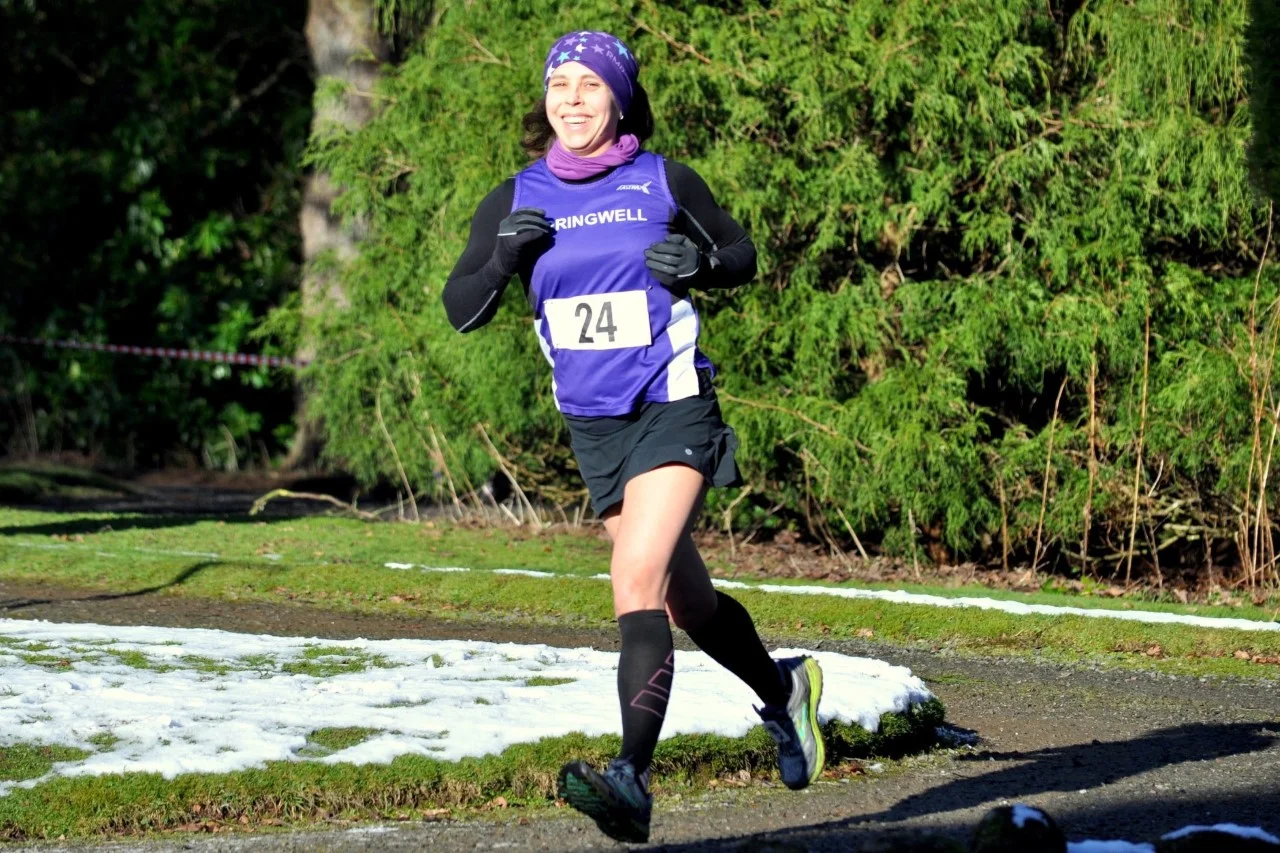 Sarah Dickinson at the Drum Manor 10k (Photo Richard McLaughlin)